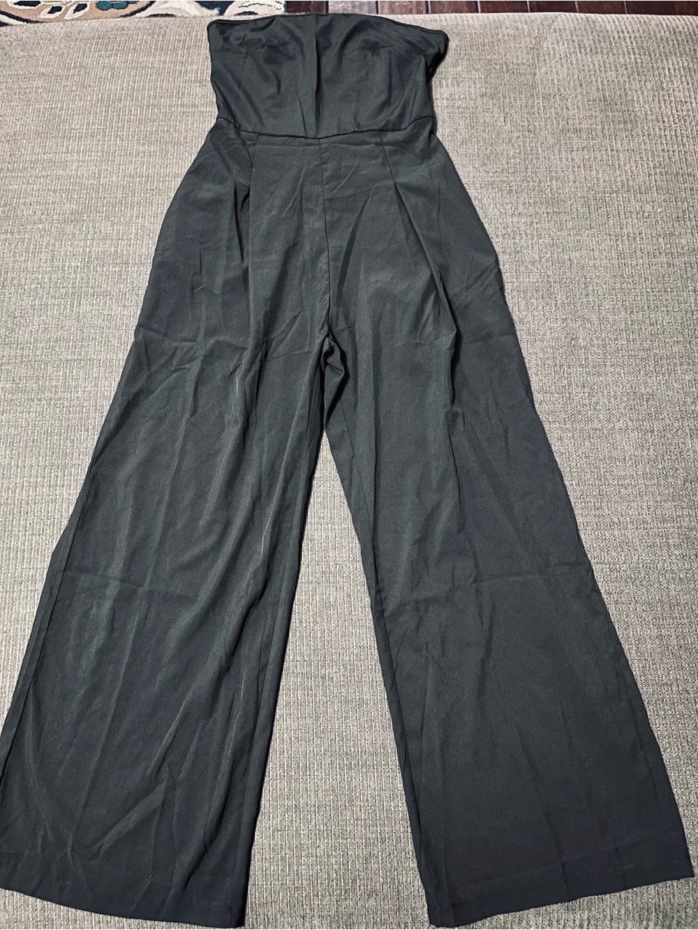 Strapless Wide-Leg Jumpsuit in Black